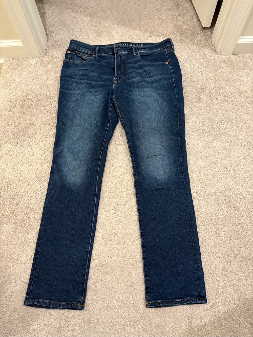 American Eagle 34 x 32 Airflex+ Slim Straight Dark Wash Stretch Denim Jeans Mens